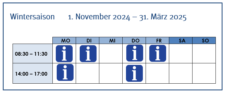 Öffnungszeiten Wintersaison